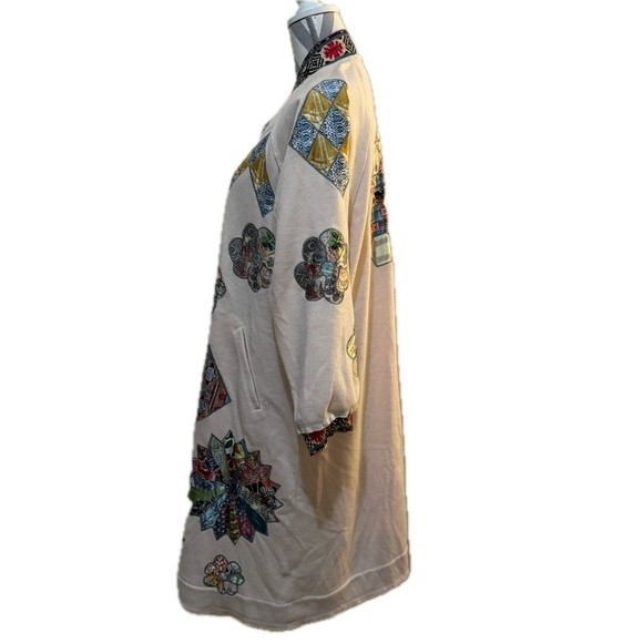 NWT Johnny Was Biya Glinda Cream Appliqué Quilt Mock Collar Duster Jacket S - Picture 4 of 17